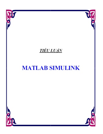 Tiểu luận Matlab Simulink