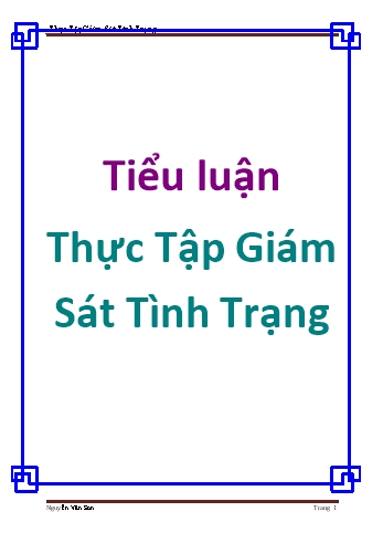 Tiểu luận Thực tập giám sát tình trạng