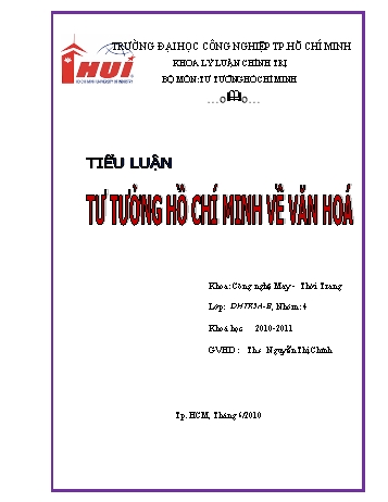 Tiểu luận Tư tưởng Hồ Chí Minh về văn hóa